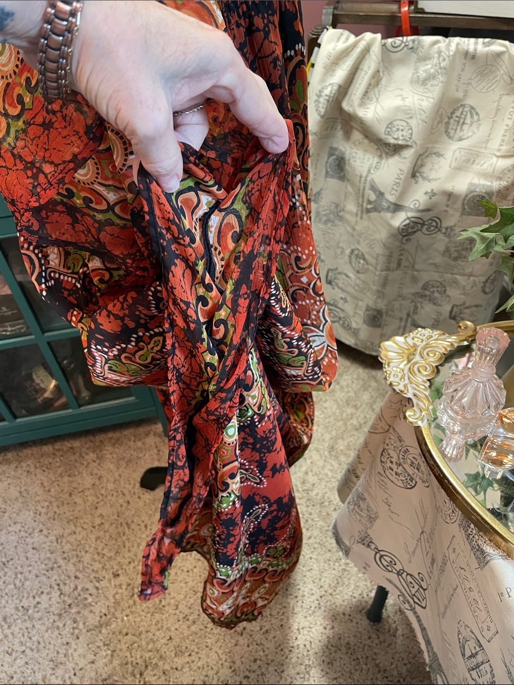 Bohemian V-Neck Floral Maxi Kaftan in Rust Red MPH Collection - Picture 10 of 13